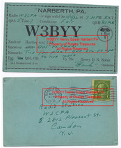 1932 Vintage Handmade Postcard QSL Card W3BYY Henry Spear 1 cent Franklin Stamp - £15.97 GBP
