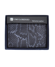 Umo Lorrenzo Men Genuine Leather Bi-Fold Wallet Snake Print - £17.57 GBP