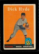 Vintage Baseball Trading Card Topps 1958 #156 Dick Hyde Washington Senators - £8.37 GBP
