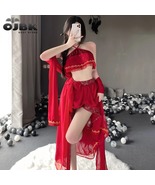 OJBK 3PCS Women Traditional Lingerie Outfit Red Lace Long Dress (Premium... - £63.11 GBP