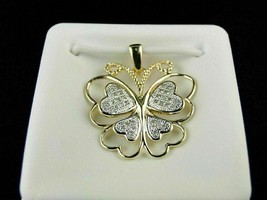 14k Yellow Gold Plated 2.00Ct Simulated Diamond Butterfly Pendant Christmas - £81.73 GBP