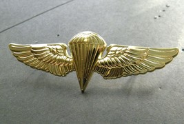 PARATROOPER NAVY MARINES GOLD COLORED JUMP WINGS LAPEL PIN BADGE 2.8 INCHES - £6.24 GBP