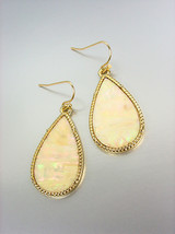 CHIC Urban Anthropologie Gold Mother of Pearl Shell Tear Drop Dangle Ear... - $15.99
