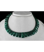 NATURAL GREEN MALACHITE FLAT CUT 484 CARATS GEMSTONE SEMI PRECIOUS NECKLACE - €287,43 EUR