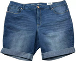 Style and Co Bermuda Shorts Womens Plus size 20W Blue Denim Roll Cuff Mi... - £18.29 GBP