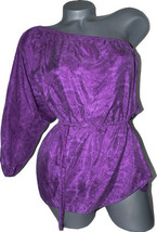 NWT REBECCA TAYLOR 6 one-shoulder top sandwashed silk python purple designer - £100.79 GBP