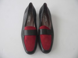 NEW handmade in Capri Italy black red 38 shoes career loafers flats leather 7.5 - £102.81 GBP