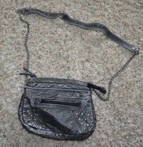 Womens Purse Shoulder Bag Crossbody Gray Snake Mudd Fx Leather Chain Strap - £6.22 GBP