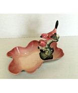 Vintage L.A. potteries pink gray amoeba pond with high gloss pink birds ... - $54.40