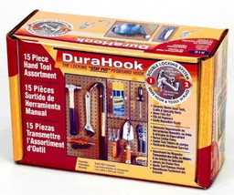 DuraHook The Locking Stay Put Pegboard Hook 15 Piece Hand Tool Assortment - £14.76 GBP