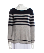 St John Petit Stripe Knit Cashmere Pullover Sweater Fleck Y2K Splatter B... - $89.99