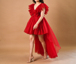 Sheer Organza puffy Mini Dress/Birthday dress/Fairytale Princess Dress/B... - $185.72
