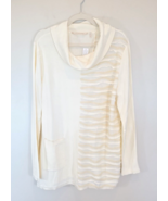 NEW Soft Surroundings Ivory Sabal Textured Cowl Neck Sweater Size Petite... - $447.83 MXN