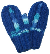 Little child&#39;s blue hand knit mittens - £7.18 GBP