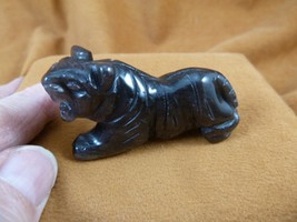 (Y-TIG-733) Silver Obsidian TIGER gemstone FIGURINE love CATS tigers statue - $24.99