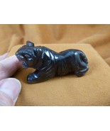 (Y-TIG-733) Silver Obsidian TIGER gemstone FIGURINE love CATS tigers statue - $35.09 CAD