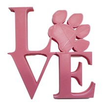 Love Word with Paw Print Table Shelf Home Office Decor Pink Made in USA PR4851 - £6.37 GBP
