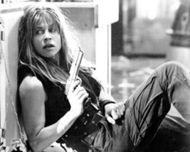 Linda Hamilton in combat outfit holding gun on floor Terminator 2 16x20  poster - £19.65 GBP