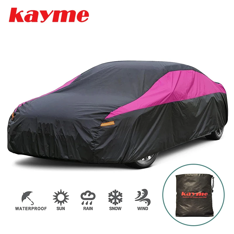 Edan hatchback full car covers outdoor waterproof sun rain snow uv protectio black pink thumb200