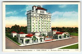 Hotel Polk Building Haines City Florida Postcard Linen Vintage Unused LL Cook - £9.25 GBP