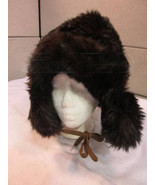 REDUCED Unisex Soft Warm Brown Russian Rabbit Fur Winter Hat with Ear Flaps - £52.28 GBP