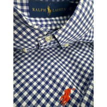 Polo Ralph Lauren Men Shirt Gingham Blue Lightweight Button Up Long Sleeve XL - £19.75 GBP