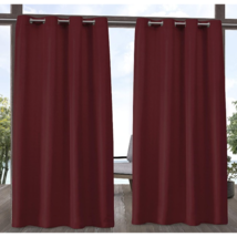 Indoor Outdoor Curtain Panel Pair 120&quot;L x 108&quot;W Maroon Red Grommet Top - £54.16 GBP