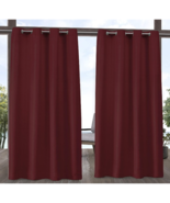 Indoor Outdoor Curtain Panel Pair 120&quot;L x 108&quot;W Maroon Red Grommet Top - £40.62 GBP