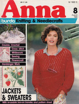 Anna Burda Knitting Needlecraft Sewing Crochet 1986 #8 August Vintage Magazine - £7.85 GBP