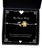 Fun Wife Sunflower Bracelet, You are a Part of me, My Heart Beats for You and Wi - £39.52 GBP