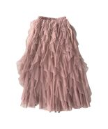 Soho Apparel Pink Ruffled Tulle Maxi Skirt Women’s Size L Layered Fairycore Ball - $31.50