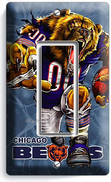 CHICAGO ANGRY BEARS SINGLE GFCI LIGHT SWITCH WALL PLATE  FOOTBALL FAN ROOM DECOR