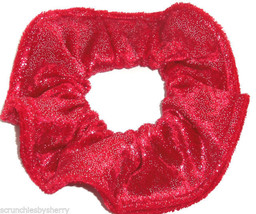 Red Silver Glitter Panne Velvet Hair Scrunchie Scrunchies by Sherry Pony... - £5.45 GBP
