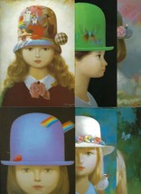Vtg Kuniro Fukazawa Gallery Postcard Japanese Art Print Lot 6 Hat Girl Children - £19.48 GBP
