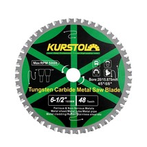 Metal Circular Saw Blade - 6-1/2&quot; Tct Cutting Blade 48T Tungsten, Steel ... - $35.95