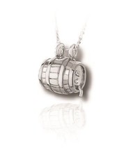 Sterling Silver Beer Barrel Funeral Cremation Urn Pendant for Ashes w/Chain - £236.94 GBP