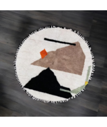 custom rug, Round carpet, Round Wool Rug - Abstract Geometric Design - $148.70 CAD