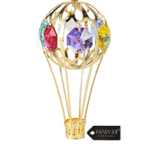 24K Gold Plated Crystal Studded Hot Air Balloon Ornament by Matashi - £17.30 GBP