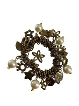 Vintage Republique Francoise Bracelet Chunky Faux Pearl Coins Flowers Stars - $39.60
