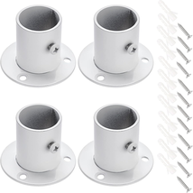 Ownmy Set of 4 Stainless Steel White Closet Rod Sockets Flange Rod Holders Fit 1 - £12.65 GBP