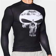 Fashion Men Skull T-shirt The Punisher Soprt Elasticity Tee Gym Workout Clothes - £9.74 GBP