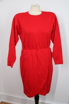 Vtg Liz Claiborne PM Red Wool Blend Tulip Wrap-Skirt Dress - £22.57 GBP