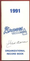 HANK  AARON  HAND  SIGNED  AUTOGRAPHED  1991  BRAVES  ORGANIZATIONAL REC... - £157.31 GBP