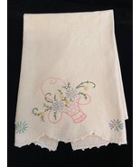 Vintage Hand Towel 100% Cotton Floral Basket Hand Embroidered 22 x 16&quot; - €6,05 EUR