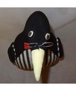 Penguin Fabric Doorstop Striped Bow Tie 11&quot; Decor Figurine  Felt - £23.90 GBP