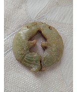 Antique Hand Carved Jade Good Luck Kissing Fish Pendant  - €25,87 EUR