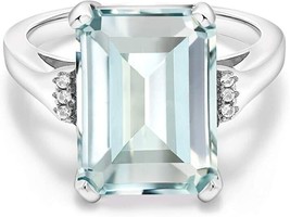 Aquamarine Gemstone 925 Sterling Silver Handmade Engagement Ring All Size - £53.78 GBP