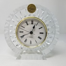 Desk Table Clock Cristal d Arques Scalloped Sunburst Lead Crystal - $18.95