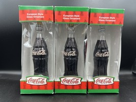 Vintage European Style Coca Cola Bottle Glass Christmas Ornament - lot of 3 - £22.22 GBP