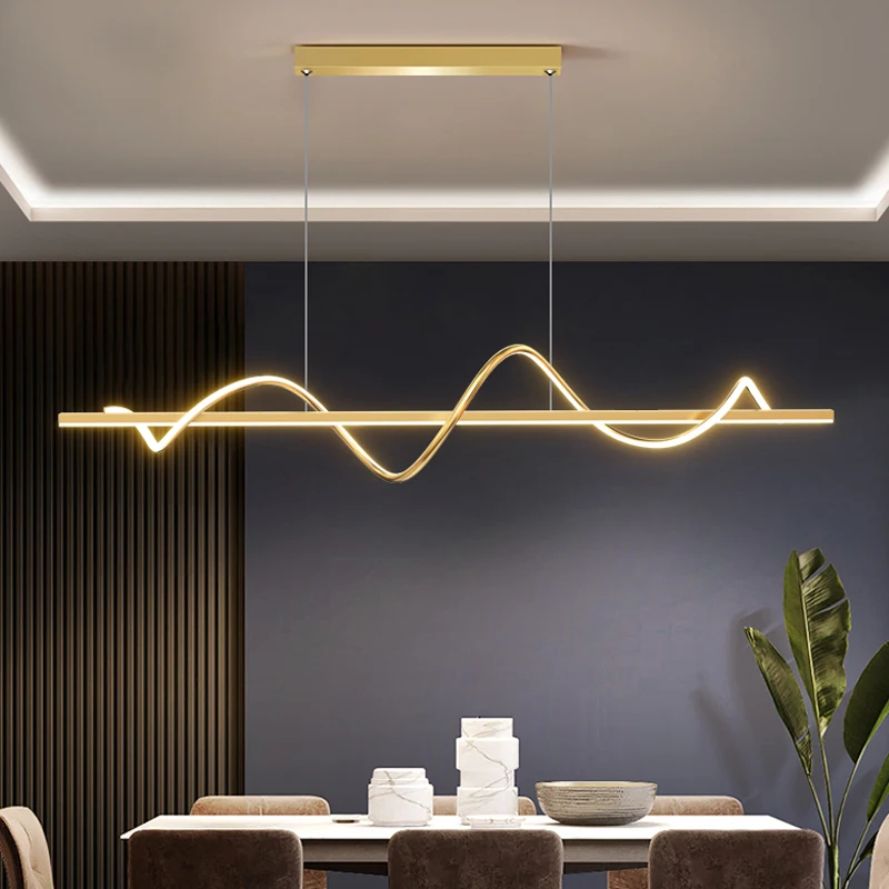 Modern Long Rotate LED Pendant Lamp with Remote Control Gold for Dining ... - $588.68+
